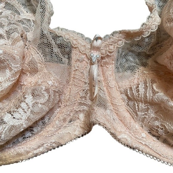 Wacoal 36C Mesh‎ Lace Underwire Bra Blush Pink Romantic Lingerie - Picture 3 of 7